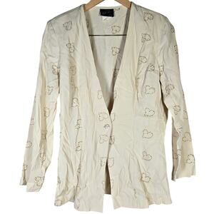 Wild Rose Petite Blazer Cream Heart‎ Cutout Lace Button Front Blazer Petite 8